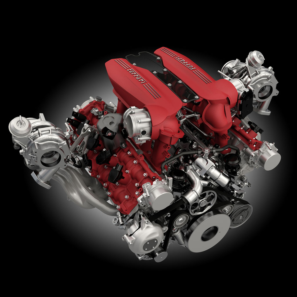 Ferrari 488 GTB motore V8 Turbo 670 CV